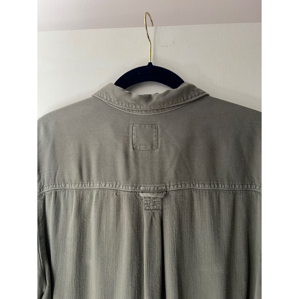 American Eagle Vintage Boyfriend Shirt Olive Green Viscose Button Down M 42x27 - Picture 8 of 8